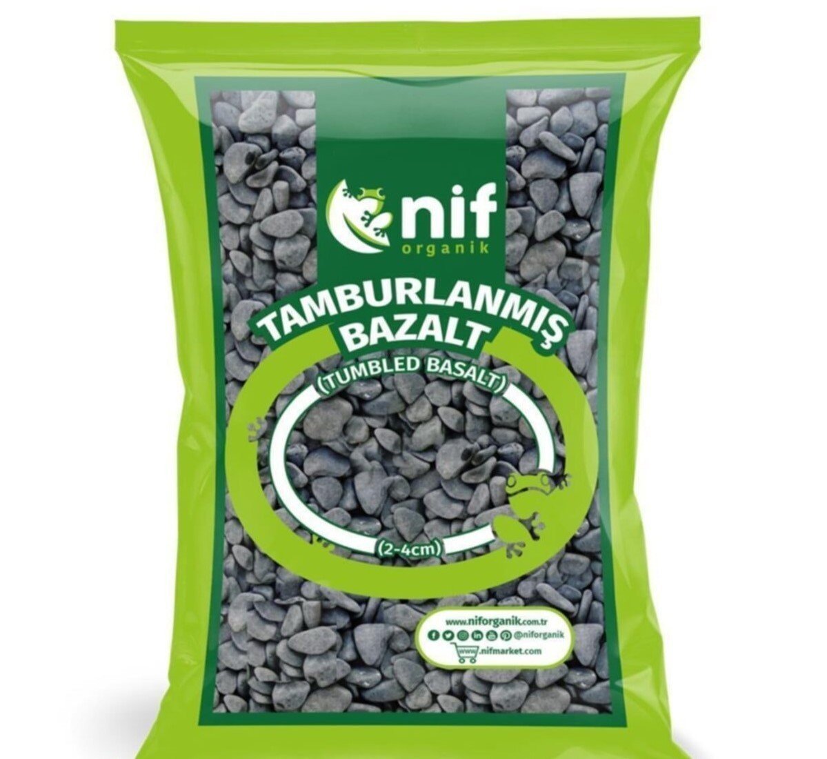 Nif Organik Tamburlanmış Bazalt Dekoratif Ve Doğal 4-6 Cm-10 Kg