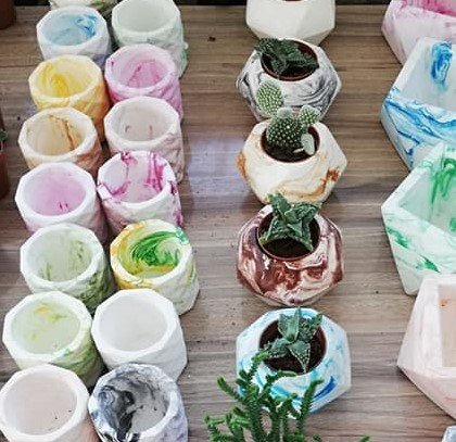 1 Adet Alçıdan Yapılmış h:6 en:7 cm Dekoratif Saksı